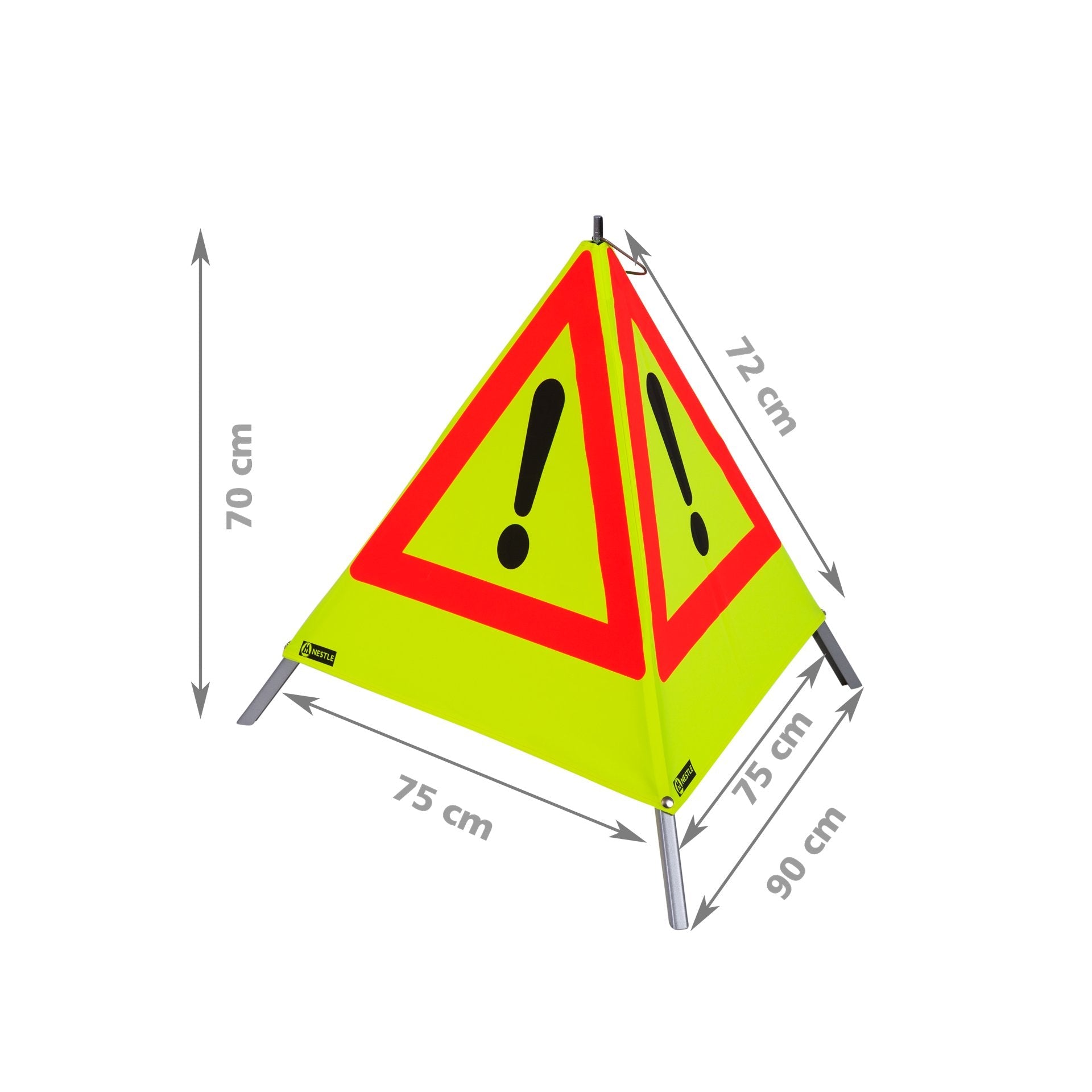 NESTLE Warnpyramide 70 cm, Achtung (VZ101), gelb retroreflektierend , mit Feder NESTLE Warnpyramide 70 cm, Achtung (VZ101), gelb retroreflektierend , mit Feder
